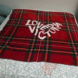 Victoria's Secret Red Plaid Love Throw